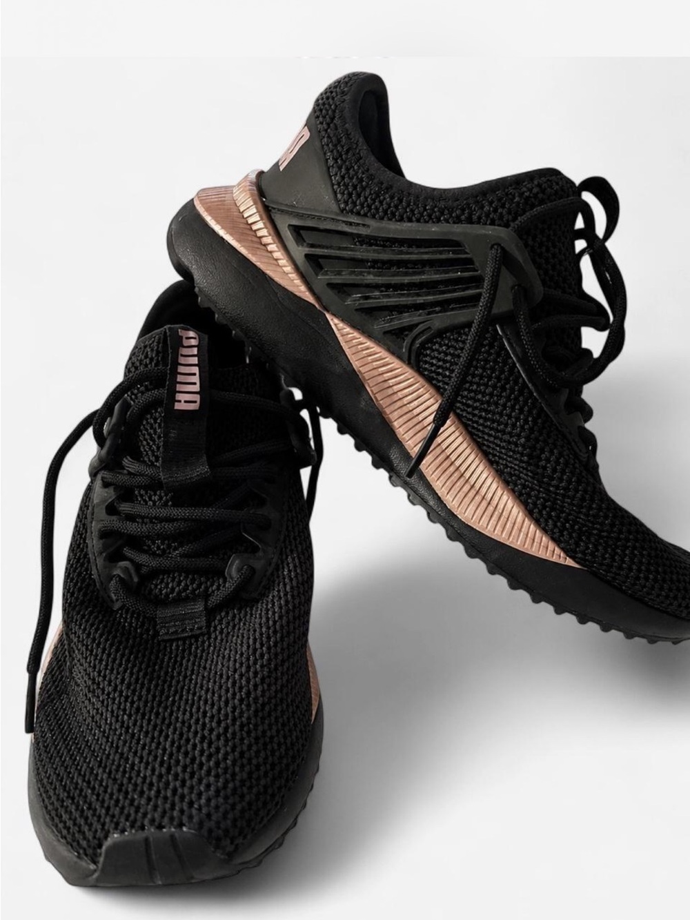 Puma Black Sneakers with Rose Gold Detailing